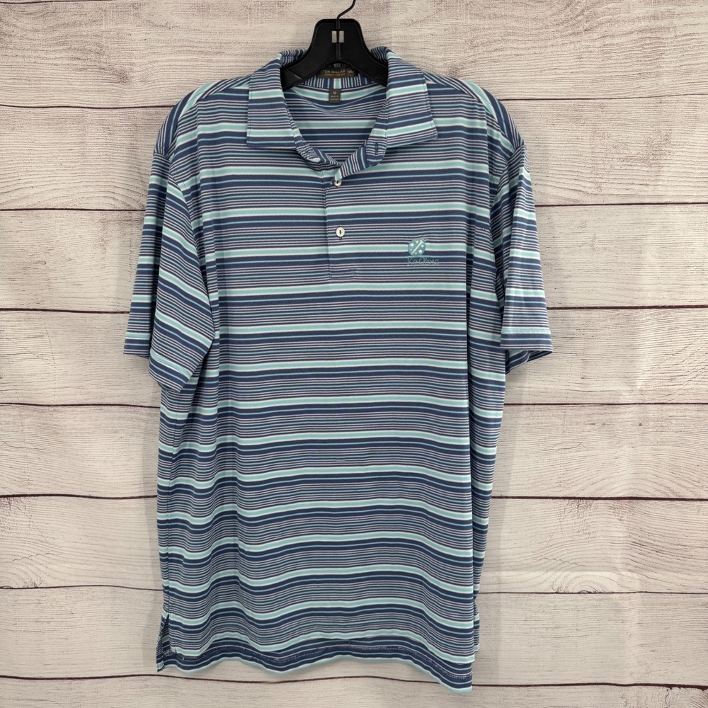 Peter Millar Summer Comfort Golf Polo Shirt Striped Short Sleeve Med Performance